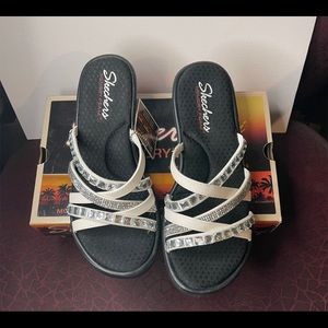 Skechers White Wedge Sandal